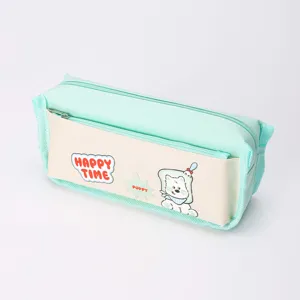 Cute cartoon puppy large capacity pencil case zipper macaron stationery storage bag