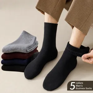 Chaussettes Mi-Mollet Unies pour Hommes en Bouclette Épaisse Chaudes Thermiques Respirantes Casual Affaires Hiver Longues