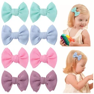 Fermaglio per Capelli da Bambini Dolce Tinta Unita in Tessuto con Fiocco Molletta a Coccodrillo Laterale per Frangia Accessori Capelli Neonati Ragazze