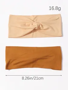Mesures détaillées pour les bandeaux de yoga larges et élastiques en beige et marron