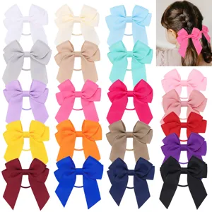 Set di 20 elastici per capelli con fiocco in nastro grosgrain per styling bimba