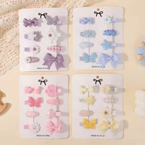 Pastel baby hair clip set with cute bows butterflies and flower designs for girls