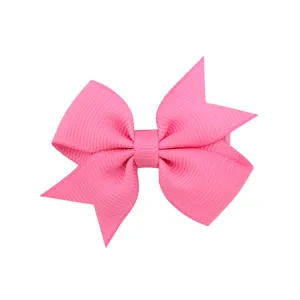 Adorable small pink grosgrain ribbon bow hair clip for baby girls and children accessories