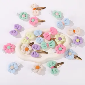 Mini Children Hair Clips Assortment Floral Bow Sweet Hair Accessories Baby Cute Headwear Fabric Hairpins Collection