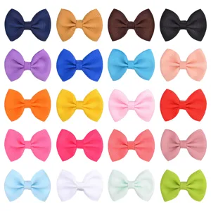 Solid Color Children Bow Hair Clips Handmade Polyester Ribbon Bow Barrettes For Toddler Baby Girls DIY Hair Accessories