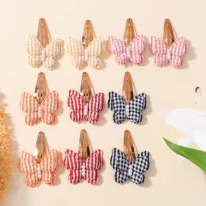 Korean style colorful plaid bow hair clips, cute and sweet children hair accessories for daily wear.