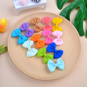 Assorted colorful grosgrain ribbon hair bows for kids, cute handmade fabric hair clips set
