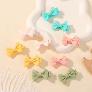 Set de 10 mini pinzas para el pelo con lazos de cinta de colores para niñas