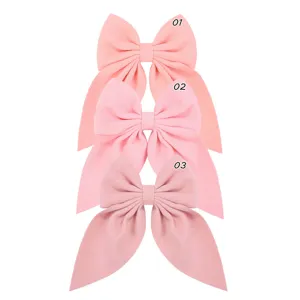 Grande molletta per capelli con fiocco in raso rosa dolce accessorio variante 01 02 03