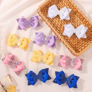 Meisjes Glitter Strik Haarclips Kinderen Glanzende Pailletten Lint Strik Alligator Clips Schattige Prinses Haarnadeln Haaraccessoires