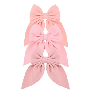 Carine mollette per capelli con grande fiocco in satin per bambini, accessori capelli tinta.