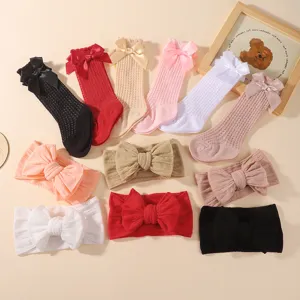 Baby Socken und Stirnbänder Set mit großen Schleifen in verschiedenen Farben