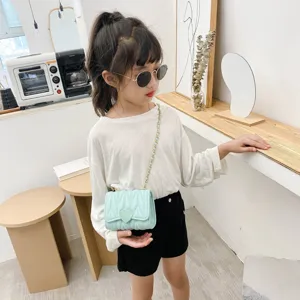 Cute mint green quilted heart mini crossbody bag for girls with gold chain strap