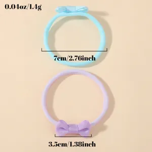 Detailed product measurements for baby elastic bow hairbands showing size and weight info
