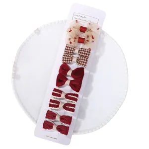Lot de 10 barrettes à cheveux colorées faites main avec nœuds pour enfants sur carte