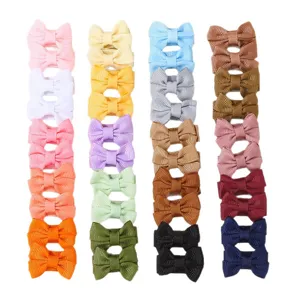 Set of colorful ribbon bow hair clips for girls children sweet candy color hair accessories
