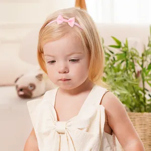 Adorable pink bow headband for babies made of soft elastic nylon hair accessory