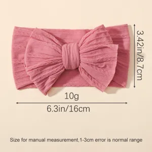 Elastic pink jacquard baby bow headband, 16cm wide infant hair accessory for newborn girls