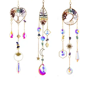 Acchiappasole in Cristallo Albero Della Vita Creatore di Arcobaleno Ornamento da Appendere per Finestra Giardino Casa