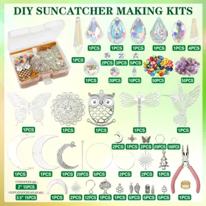 Comprehensive 460pcs DIY suncatcher kit featuring crystals, charms, beads and tools