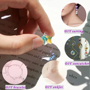 Detailed view of multi-color crystal star beads showing various DIY jewelry uses