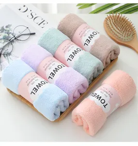 Soft coral fleece face towels, absorbent quick-dry bath towel, multi-color rolled towels.