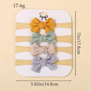 Set van 4 zachte corduroy baby haarbanden met strik in diverse kleuren en afmetingen