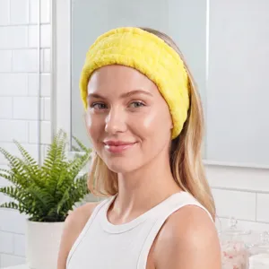 Women Wide Coral Fleece Face Washing Headband Soft Elastic Makeup Skincare Hair Band Solid Color Absorbent Spa Headwear
