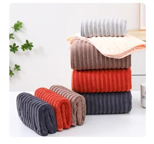 Σετ πετσετών μπάνιου από απαλό ύφασμα fleece με ρίγες, εξαιρετικά απορoφητικό και γρήγορο
