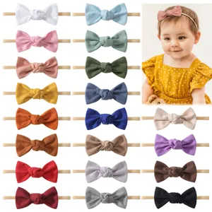 Set of 21 vibrant soft baby bow headbands featuring stretchy nylon hairbands for infants
