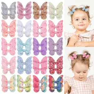 Juego de pinzas para el pelo con mariposas brillantes para bebés y niñas pequeñas