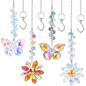 Kristallen Zonnevanger Vlinder Bloem Hangende Hanger Regenboogprisma Vensterdecoratie Tuinornament Cadeau