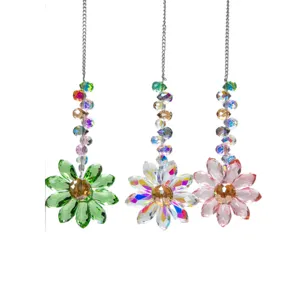 Ensemble de 3 attrape-soleil en fleur de cristal pour décoration arc-en-ciel de fenêtre