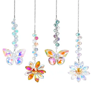 Kristallen vlinder en bloem zonnevangers met regenboog prisma hangers decor