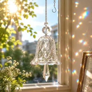 Atrapasol de campana de cristal elegante con prisma facetado para decoración