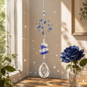 Acchiappasole in cristallo con albero della vita malocchio per decorazione finestra arcobaleno