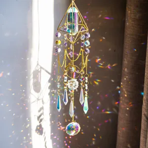 Crystal Suncatcher Prism Rainbow Mandala Hanging Ornament K9 Crystal Ball Sun Catcher For Window Balcony Garden Home Decor