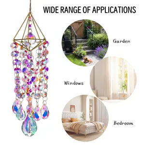 Carillon attrape-soleil en cristal avec scènes pour jardin fenêtre et décoration