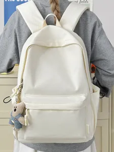 Japans Minimalistisch Nylon Rugzak Grote Capaciteit Snoepkleur Schooltas Voor Tieners Campus Casual Effen Kleur Reistas