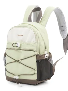 Light green and cream color-block small women's hiking backpack with front bungee