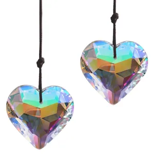 Crystal Heart Suncatcher Prism Pendant Rainbow Maker Window Hanging Decor Faceted Crystal Ornament Gift For Home Car Garden