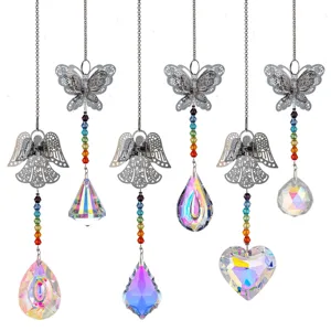 Farfalla Angelo Cristallo Suncatcher Prisma Creatore di Arcobaleno Finestra Appeso Ornamento Pendente in Cristallo Bianco Casa Giardino