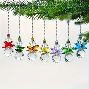 Crystal Suncatcher Hanging Ornament Glass Faceted Ball Pendant Prism With Metal Chain For Window Garden Christmas Tree Home Decor