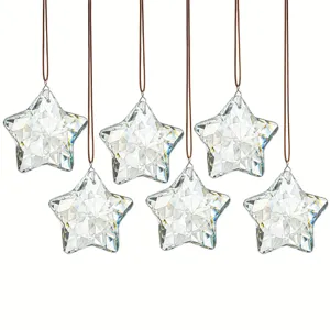 Colgante Atrapasol de Prisma Facetado de Estrella de Cinco Puntas de Vidrio de Cristal Ornamento Colgante Para Hogar