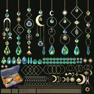Vista dettagliata di kit acchiappasole fai-da-te 228 pezzi con cristalli e telai metallici