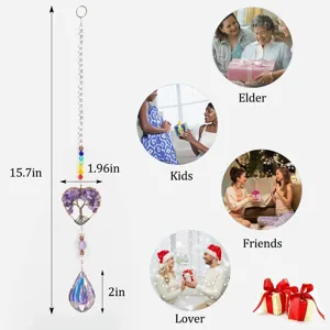 Infografica dettagliata dell'acchiappasole albero della vita in cristallo con dimensioni