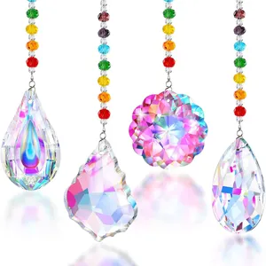 Crystal Suncatcher Hanging Pendant Rainbow Maker Colorful Beads Prism Ornament For Garden Home Window Decoration Gifts