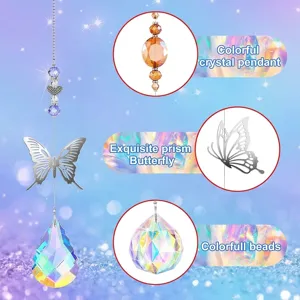Decorative crystal butterfly suncatcher prism for window rainbow maker hanging ornament