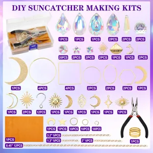 Kit completo fai da te acchiappasole 228 pezzi con cristalli ciondoli in metallo e pinze