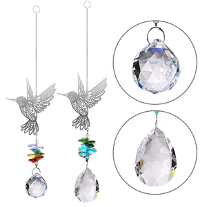 White Crystal Hummingbird Suncatcher Hanging Ornament Modern Minimalist Light Refracting Prism Window Garden Home Wall Decor